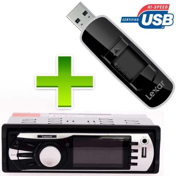 AUTO RÁDIO MP3 PLAYER LIVE1 + PENDRIVE 4GB LEXXAR